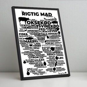 Plakat i ramme, sort tryk